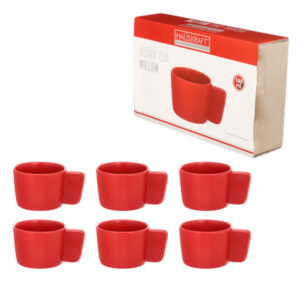 Jogo c/ 06 xicaras 180ml porcelana willow vermelha 73/vm Etilux