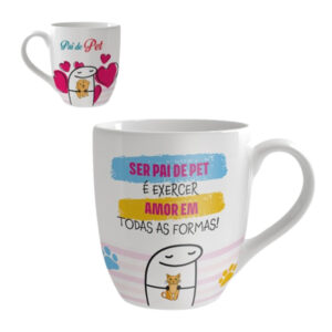 Caneca 300ml porcelana meme floc pai pet ref canc225 Etilux