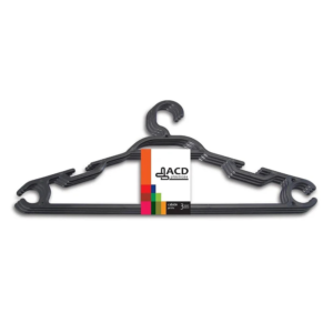 Kit c/ 03 cabide acrilico fino preto ref 1005 ACD Plasticos