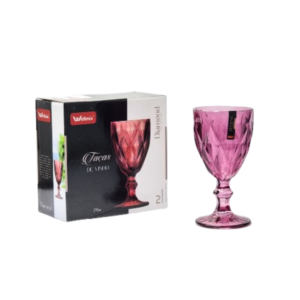 Jogo c/ 02 tacas 245ml vidro diamond roxo wg18296 Wellmix
