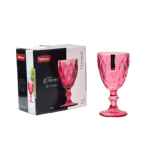Jogo c/ 02 tacas 245ml vidro diamond rosa wg18336 Wellmix