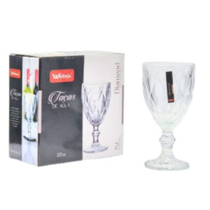 Jogo c/ 02 tacas 325ml vidro diamond transparente wx19876 Wellmix