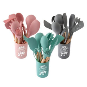Kit c/ 12 utensilios silicone color p/ cozinha ref ck6991 Clink