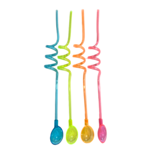 Kit c/ 04 canudos colher color plastico pet rhf67910 Interponte