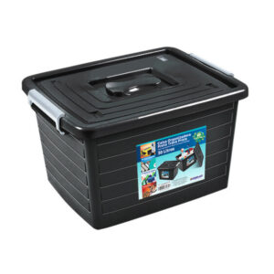 Caixa 30 lts organizadora preta c/ tampa trava 25864PI Toyplast