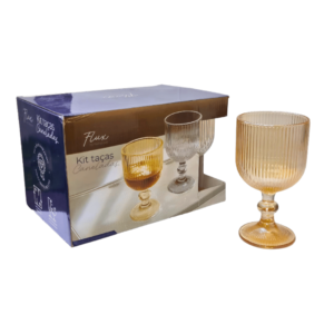 Jogo c/ 06 tacas 390ml vidro canelado ref f0417 Flashgoods