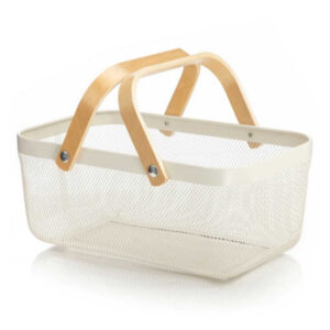 Cesto organizador 40x24x18cm metal c/alca madeira 10270 Kehome