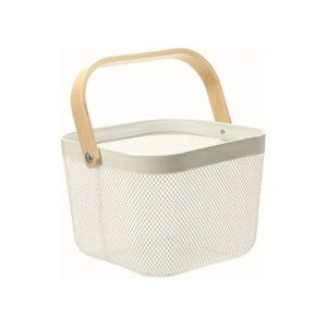 Cesto organizador 24x24x18cm metal c/alca madeira 10271 Kehome