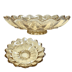 Centro de mesa 32cm vidro redondo lotus yjp7042d KM Import