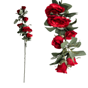 Galho flor artificial 94cm rosa vermelho outono 57817244 Grillo