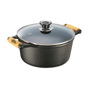 Cacarola 26 ferro 4,5lts tampa vidro alca madeira 376 Mineira