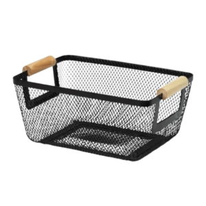 Cesto org 36,5x21,5x15,5cm metal c/alca madeira dv80127 Dcarte