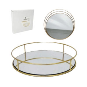 Bandeja 25x25x3,2cm decorativa red espelhada metal dv80387 Dcarte