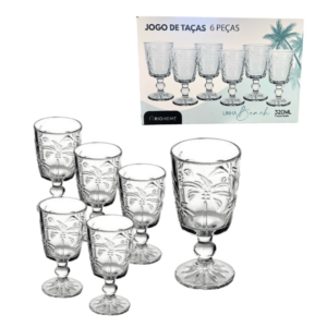 Jogo c/ 06 tacas 320ml vidro beach ref tac002 Rio Home