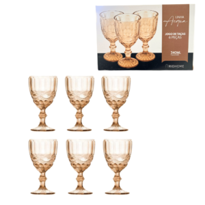 Jogo c/ 06 tacas 340ml vidro acqua golden ref tac007 Rio Home