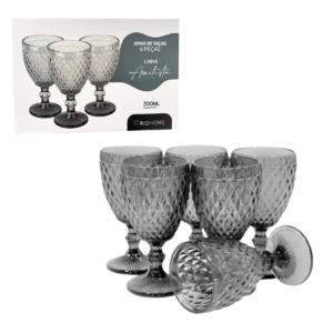 Jogo c/ 06 tacas 300ml vidro ametista ref tac028 Rio Home