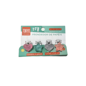 Cartela c/ 04 prendedores color de papeis ref clp0001 Multiart