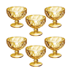 Jogo c/ 06 tacas 400ml vidro sobremesa ambar 6185am Imporiente