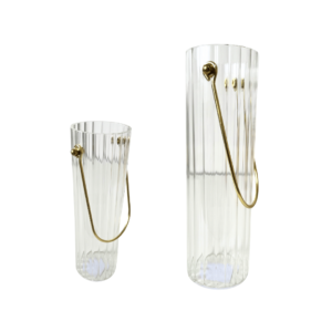 Vaso 430ml vidro c/ alça metal 20x6,5cm cb4186 C3B Comercio