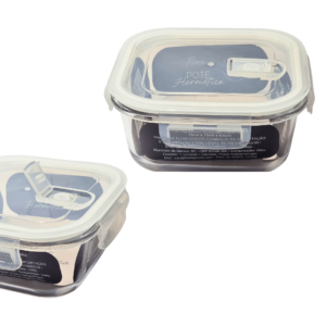 Pote 700ml quadrado vidro c/ tampa trava f361 Flashgoods