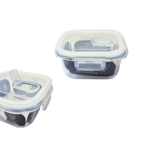 Pote 525ml quadrado vidro hermetico tampa trava 0362 Flashgoods