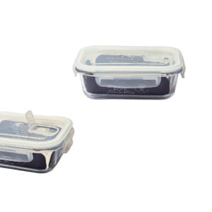 Pote 340ml retangular vidro hermetico tampa trava 0366 Flashgoods