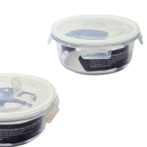 Pote 845ml redondo vidro hermetico tampa trava 367 Flashgoods