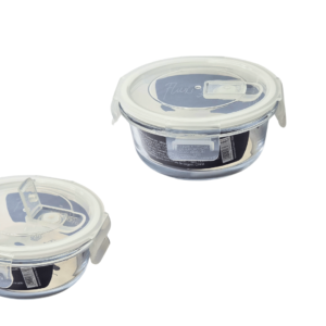 Pote 577ml redondo vidro hermetico tampa trava 0368 Flashgoods