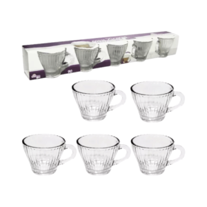 Jogo c/ 05 xicaras cafe 90ml vidro marocco lines14661 Inga Import