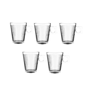 Jogo c/ 05 xicaras 80ml cafe vidro lima lines 17228 Inga Import