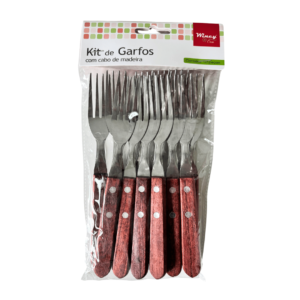 Pacote c/ 12 garfos de mesa cabo madeira ref ixb06154 Wincy