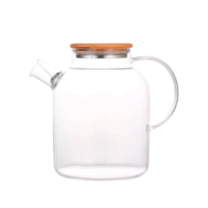 Chaleira 1,8 lts vidro borossilicato c/ tampa bambu 6810 Fu Xing