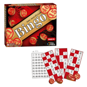 Bingo 48 cartelas c/ pedra de madeira ref 2806-1 Pais e Filhos