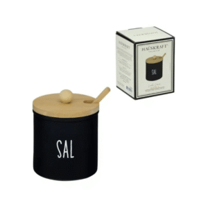 Saleiro 300ml vidro c/ tampa e colher bambu ref r030 Etilux