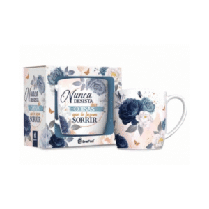 Caneca 300 ml porcelana coisas fazem sorrir 10886 JTX Comercio