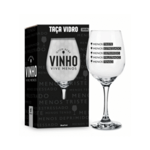 Taca 385 ml vinho vidro quem bebe vive menos 14318 JTX Comercio