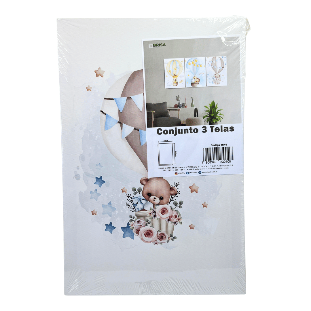 Produto Jogo c/ 03 quadros decorativos 40x60cm ref tc46 Brisa Artes