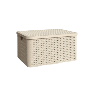 Organizador 10 lts retangular rattan capuccino c/ tpa 1170 Pratic