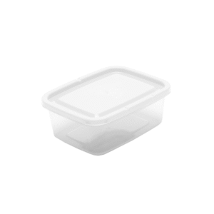 Pote 1,5 lts retangular plastico tampa branca 13bc Maximaplastic