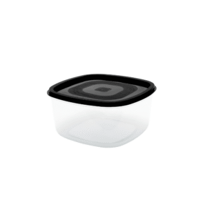 Pote 1,2 lts quadrado plastico tampa preta 27pt Maximaplastic