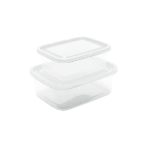 Jogo c/ 02 potes retangular tampa branca 14bc Maximaplastic