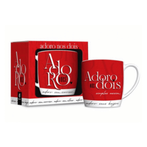 Caneca 300 ml porcelana adoro nos dois ref 11494 JTX Comercio