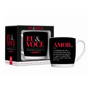 Caneca 300 ml porcelana eu e voce ref 12960 JTX Comercio