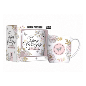 Produto Caneca 300 ml porcelana voce merece dias feliz 14363 JTX Comercio