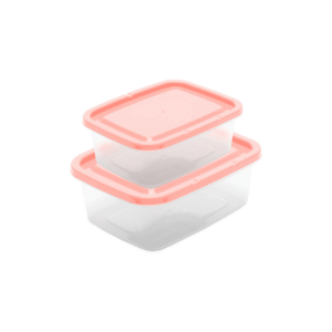 Jogo c/ 02 potes retangular tampa rosa 14sl Maximaplastic