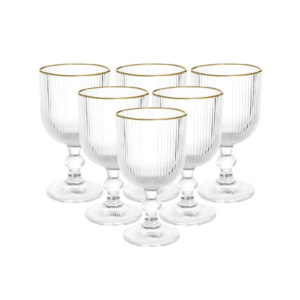 Jogo c/ 06 tacas 340ml vidro versalhes borda dourada 5911 Lehavi