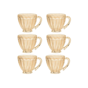 Jogo c/ 06 xicaras 200 ml vidro italia ambar ref 88490 Kehome