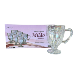 Produto Jogo c/ 06 canecas 190 ml vidro milao raibow ref 88652 Kehome