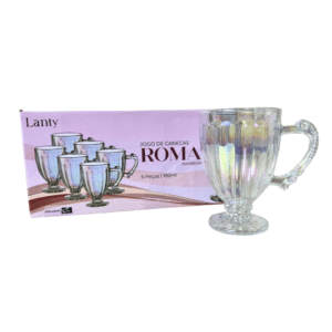 Jogo c/ 06 canecas 190 ml vidro roma raibow ref 88653 Kehome