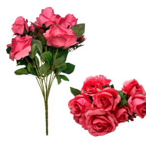 Buque c/ 10 galhos de rosas artificiais pink ref 6290p SMO Import